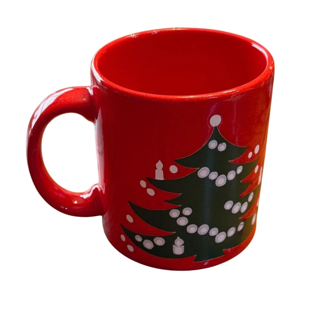 Waechtersbach Germany CHIP Christmas Tree‎ 12oz Red Coffee Mug Cup Vintage 80s
